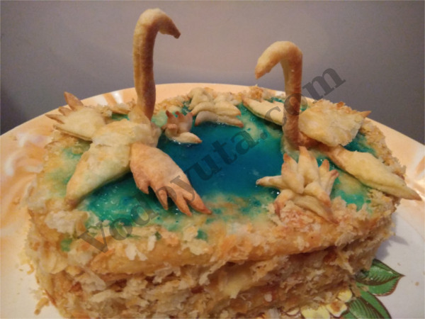 Украшение тортиков. Наполеон «Лебединое озеро»